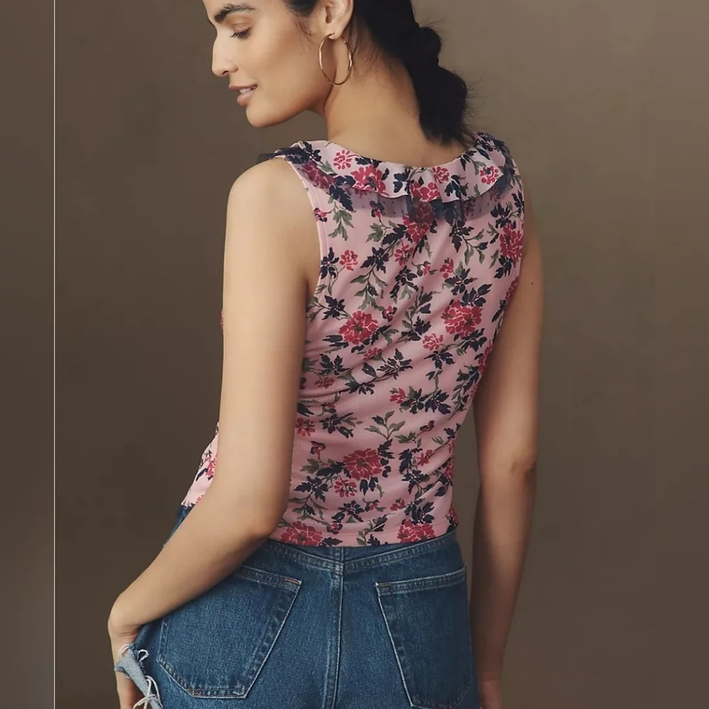 NWT Anthropologie Maeve Sleeveless Floral Pink Blouse Top XL, 2025 Collection - Picture 2 of 8